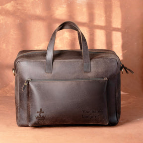 Knights Templar Commandery Briefcase - Dark Brown Cow Leather - Bricks Masons