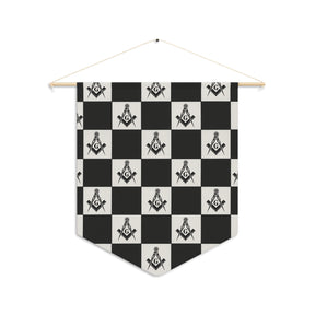 Master Mason Blue Lodge Pennant - S & C with G on Checkered Pattern - Bricks Masons