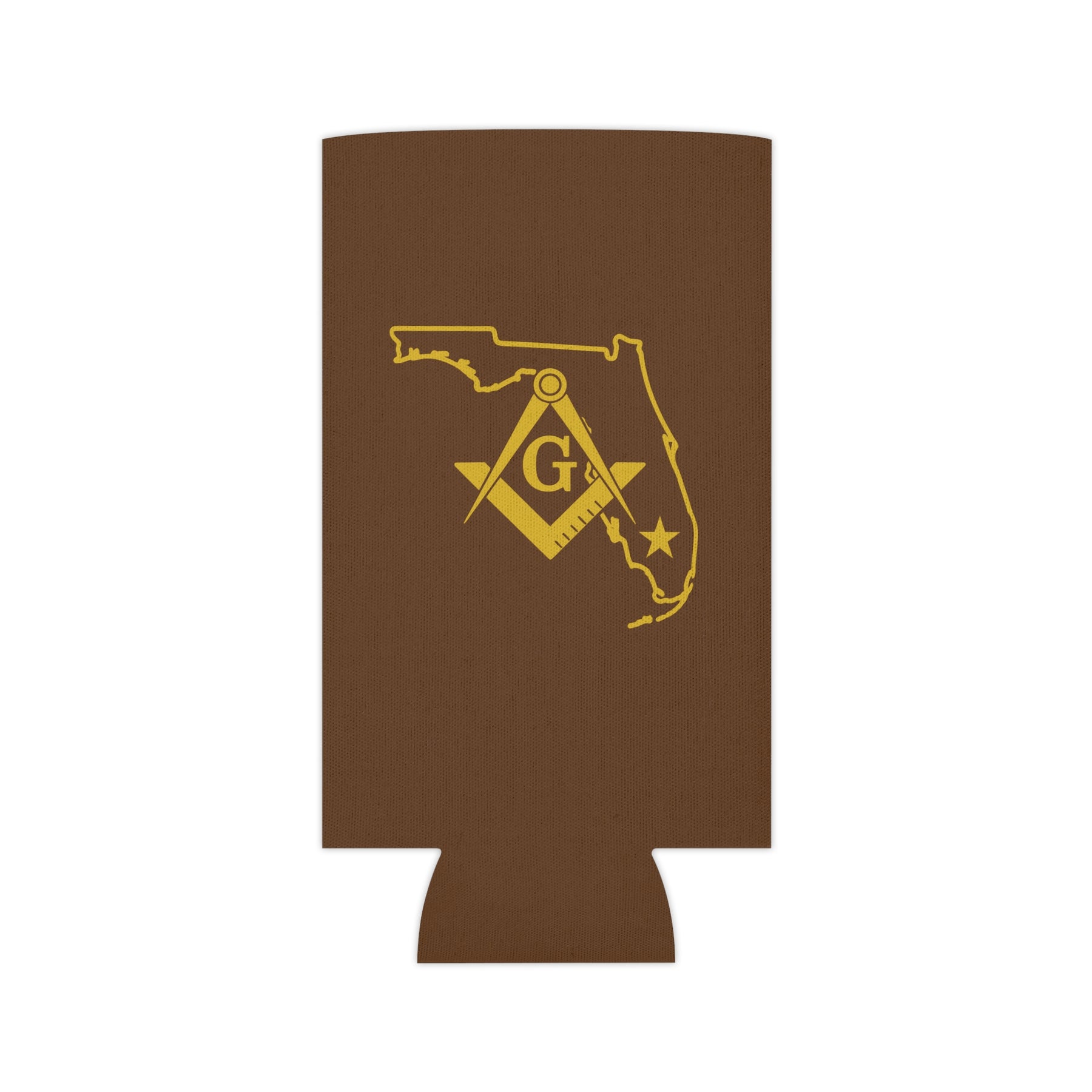 Master Mason Blue Lodge Can Cooler - Florida Mason Brown Color - Bricks Masons