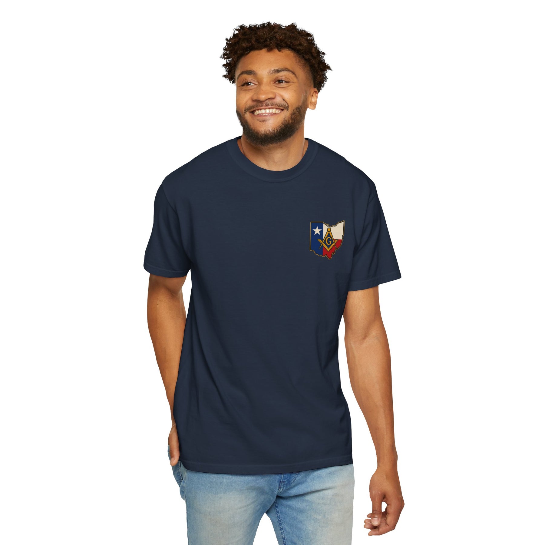 Master Mason Blue Lodge T-Shirt - Garment-Dyed Ohio Mason - Bricks Masons
