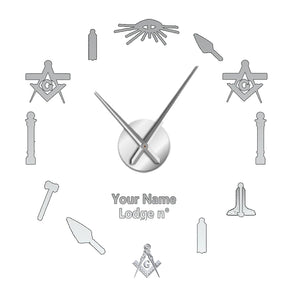 Master Mason Blue Lodge Clock - Frameless Design - Bricks Masons