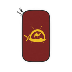 DOKO Passport Wallet - Maroon & Yellow With Shoulder & Wrist Strap - Bricks Masons