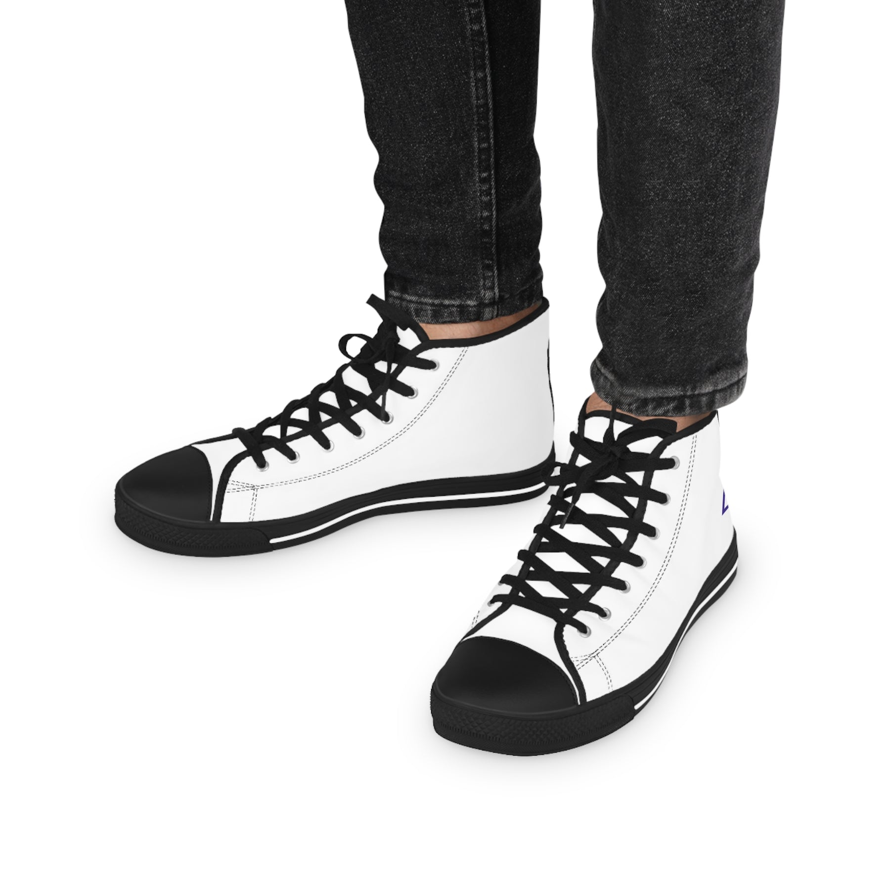 LOCOP Sneaker - High Top Black & White Purple Emblem - Bricks Masons