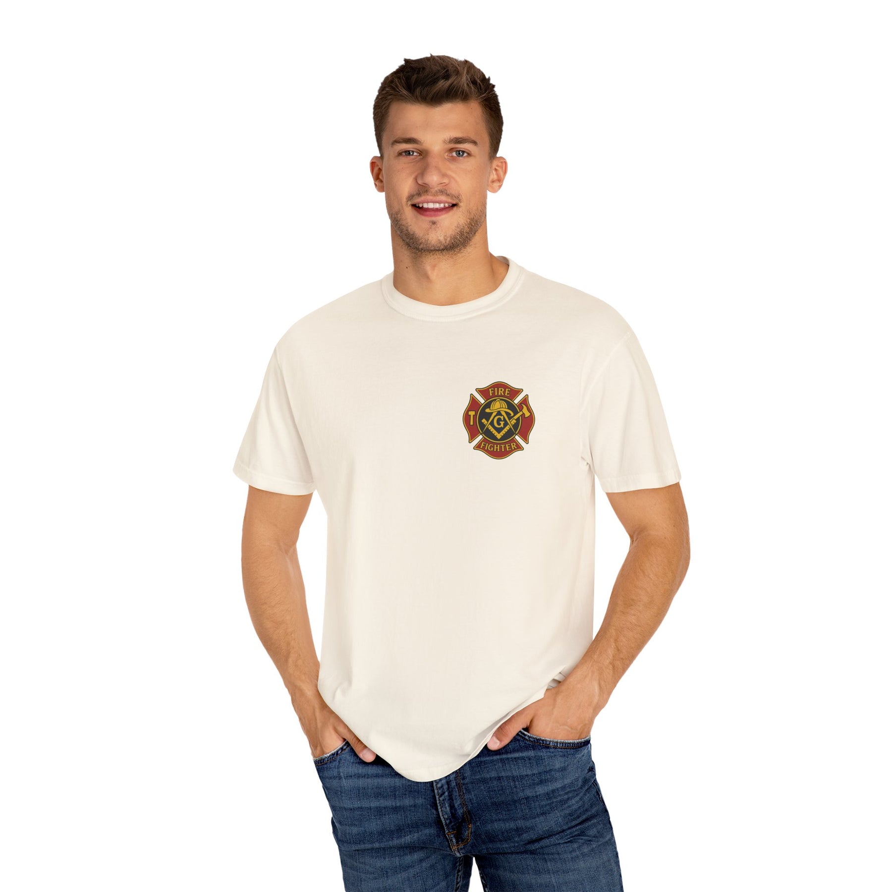 Master Mason Blue Lodge T-Shirt - Firefighter Mason Garment-Dyed Tee - Bricks Masons