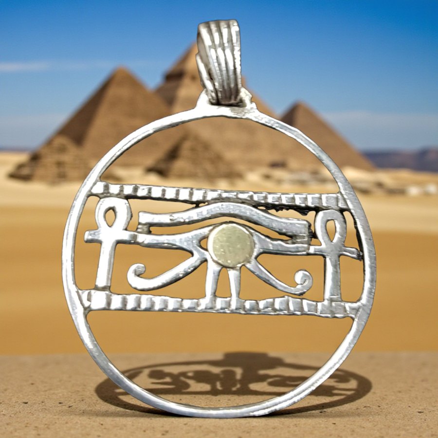 Egyptian Eye of Horus Pendant Silver and Gold 4.5 x 3.5 cm Art 611 - Bricks Masons