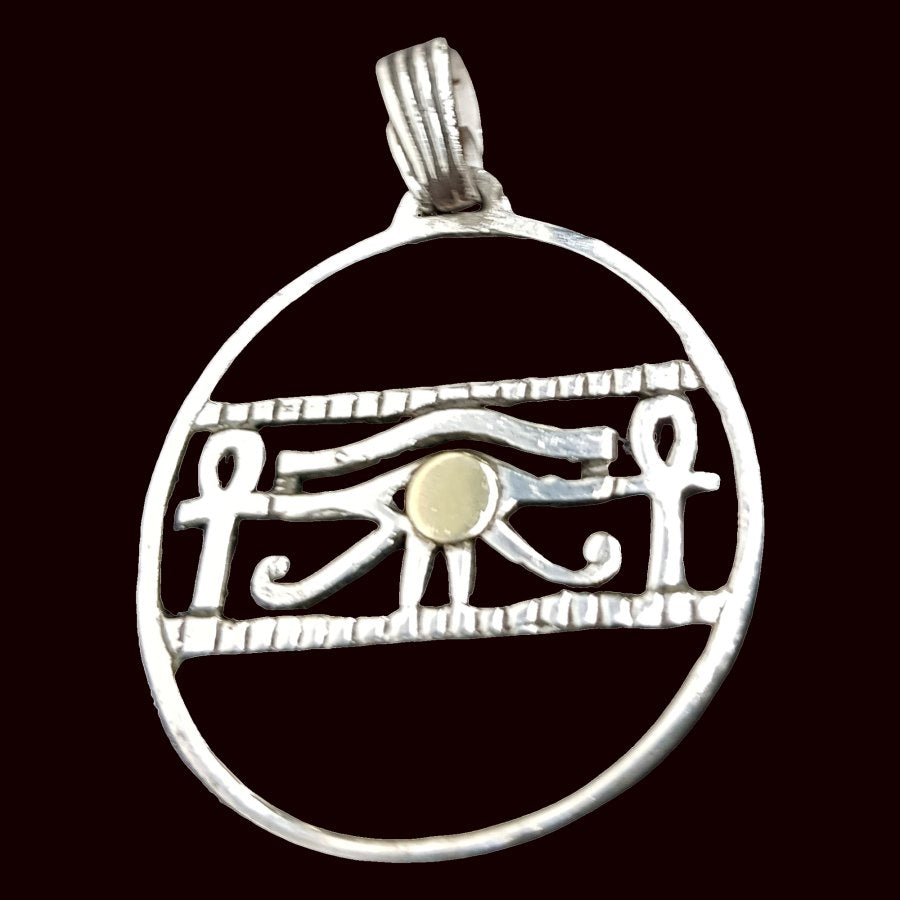 Egyptian Eye of Horus Pendant Silver and Gold 4.5 x 3.5 cm Art 611 - Bricks Masons