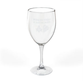 Master Mason Blue Lodge Wine Glass - Working Tools & Tasting Notes Square & Compass G - Bricks Masons