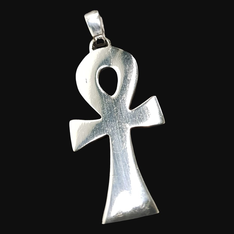 Egyptian Ankh Cross of Life Pendant in Silver 6 x 2.5 cm 13.5 g with Steel Chain Art 619 - Bricks Masons