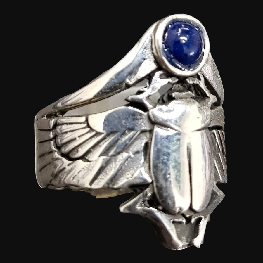Egyptian Winged Scarab Ring Silver 2.5 cm 12 g Art 636 - Bricks Masons