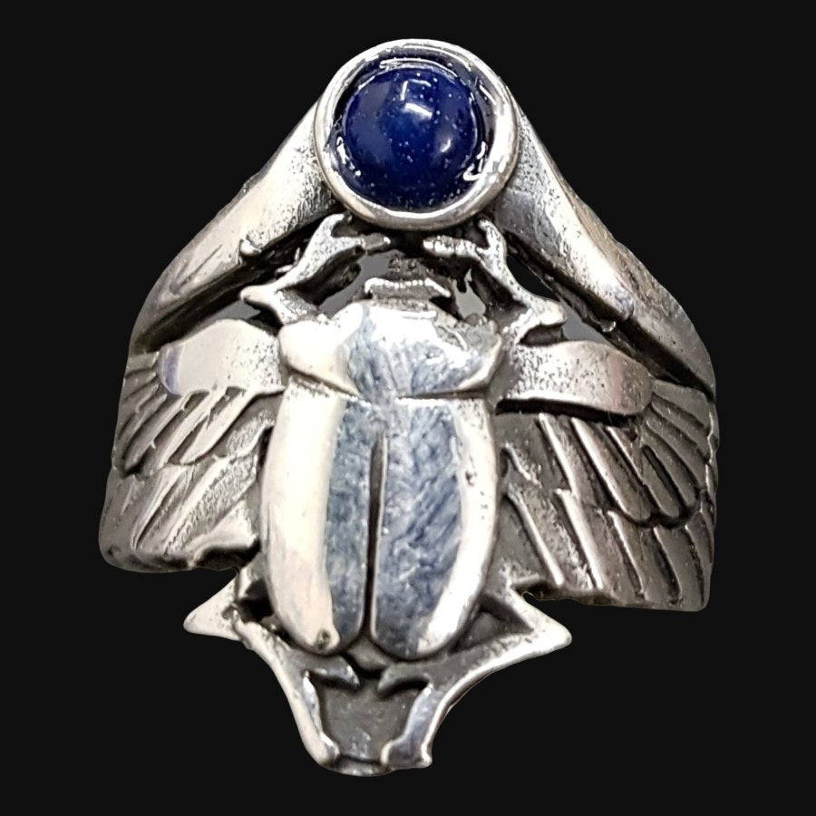 Egyptian Winged Scarab Ring Silver 2.5 cm 12 g Art 636 - Bricks Masons