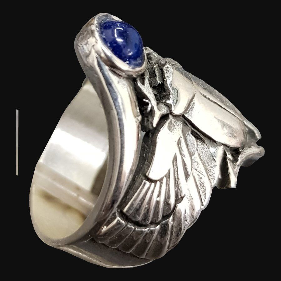 Egyptian Winged Scarab Ring Silver 2.5 cm 12 g Art 636 - Bricks Masons