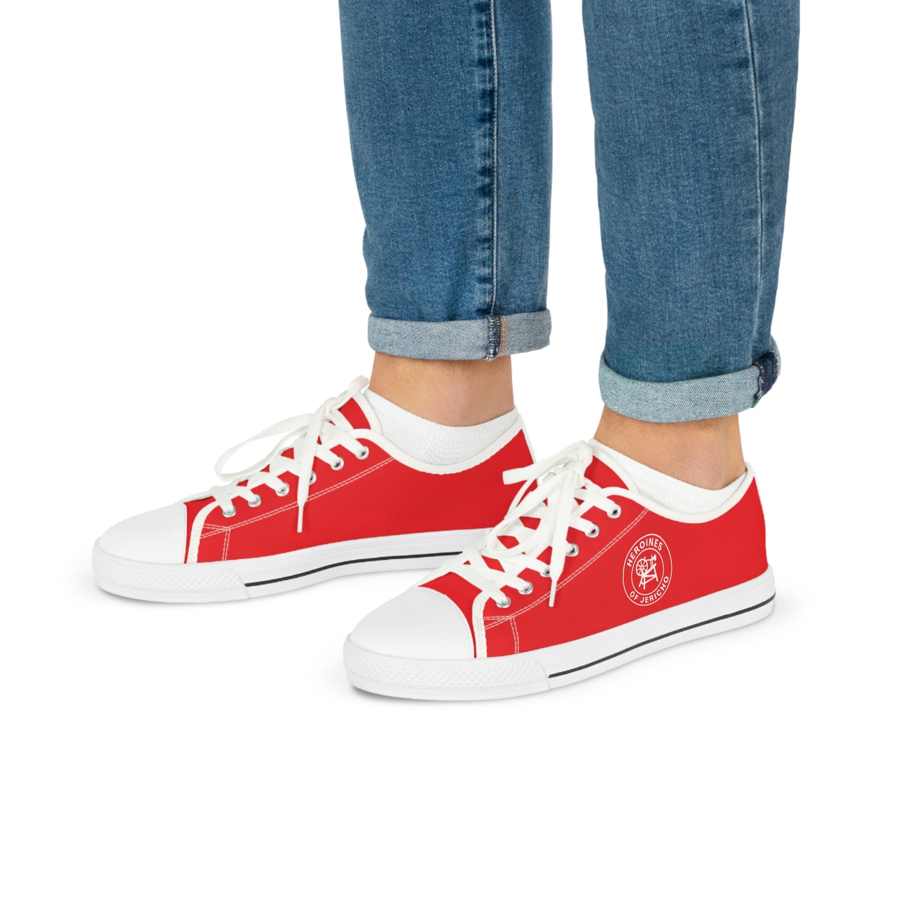 Heroines of Jericho Sneaker - Low Top Sneaker Black & White White Emblem - Bricks Masons