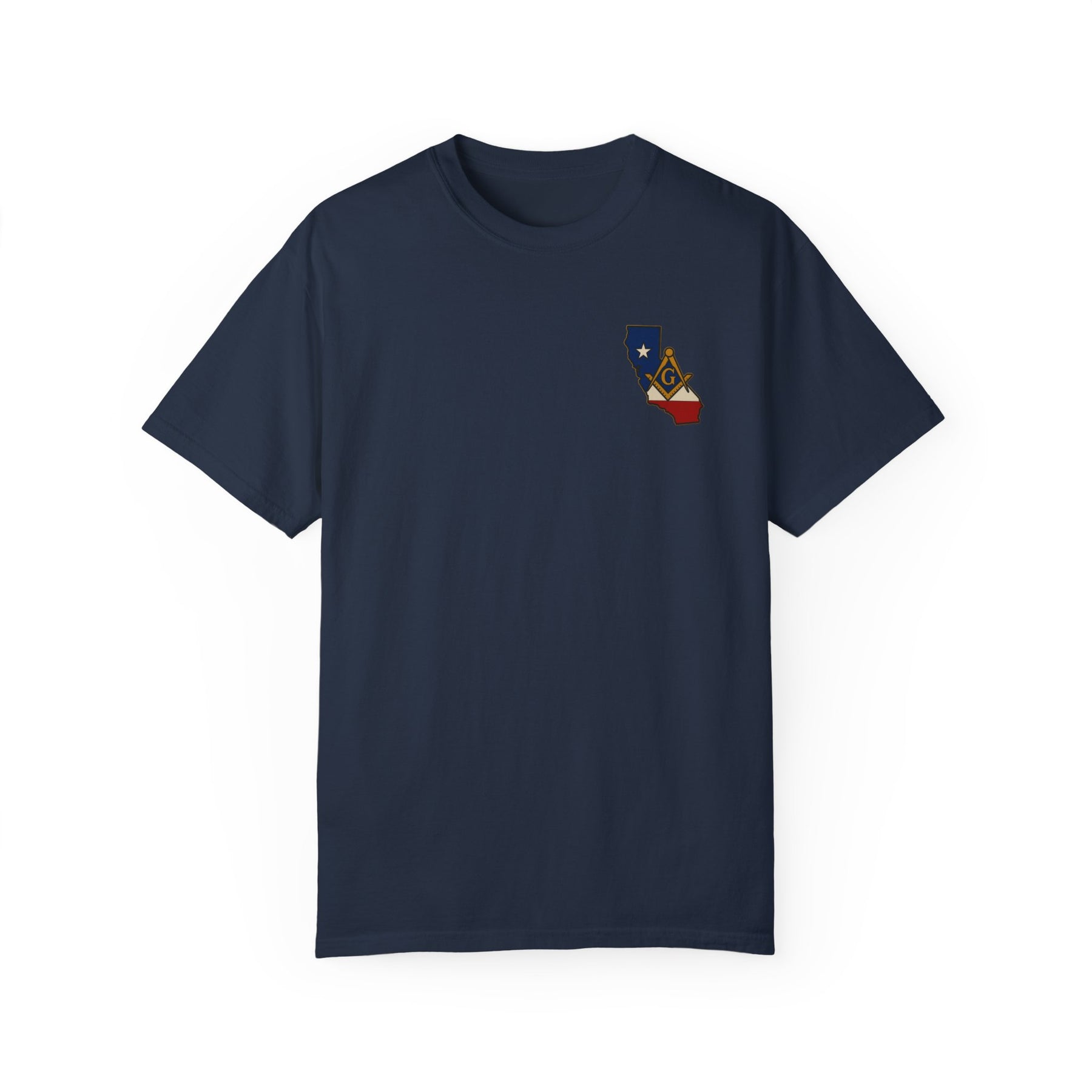 Master Mason Blue Lodge T-Shirt - Garment-Dyed California Mason - Bricks Masons