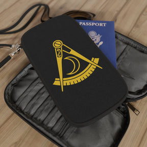 District Deputy Grand Master Blue Lodge Passport Wallet - Black With Shoulder & Wrist Strap - Bricks Masons