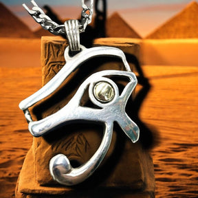 Egyptian Eye of Horus Pendant Silver and Gold 4 x 3.5 cm 7.6 g Art 698 - Bricks Masons