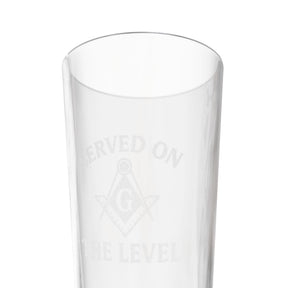 Master Mason Blue Lodge Pint Glass - Square & Compass G Served On The Level - Bricks Masons