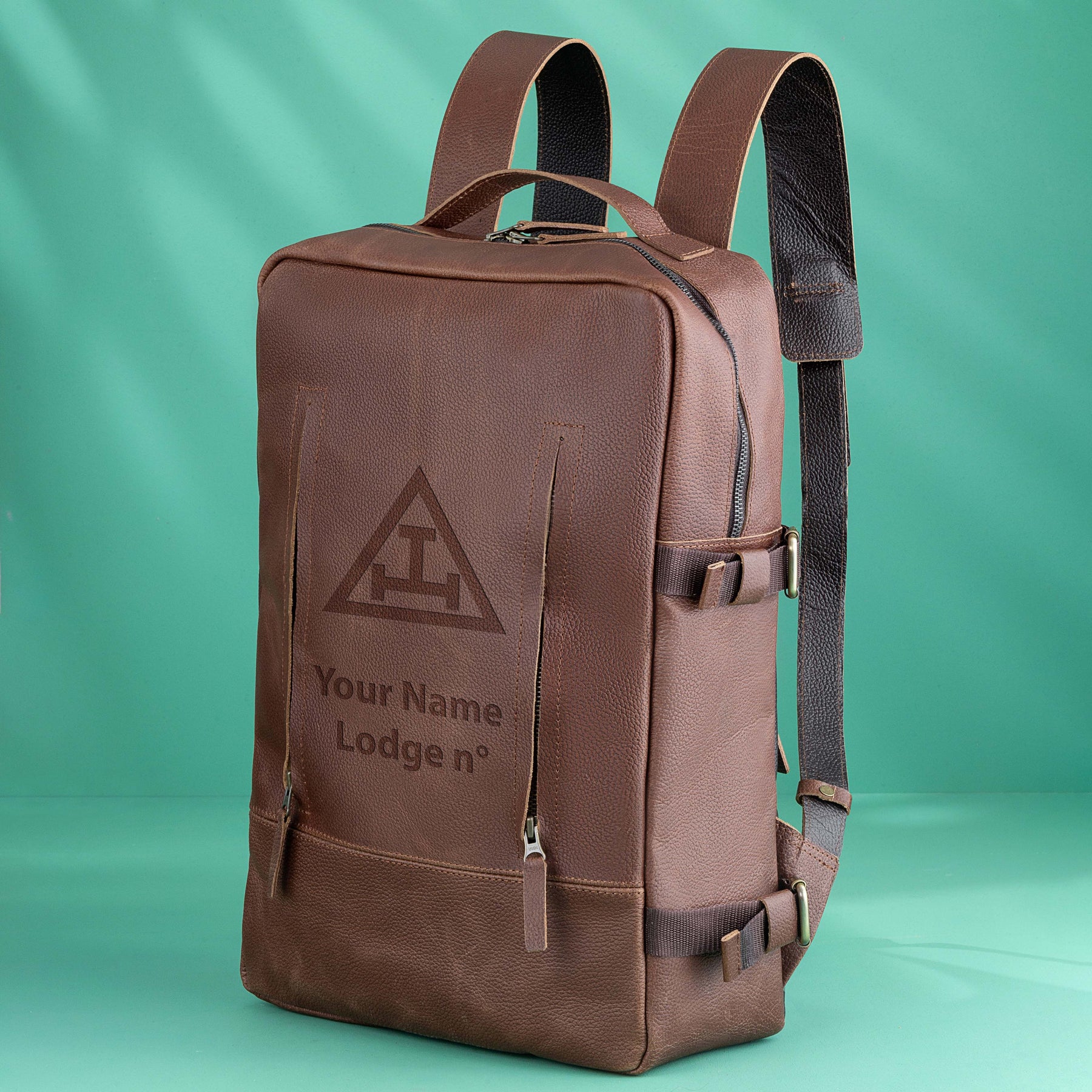 Royal Arch Chapter Backpack - Genuine Brown Leather - Bricks Masons