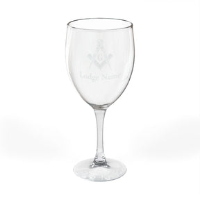 Master Mason Blue Lodge Wine Glass - Square & Compass G with Customization - Bricks Masons