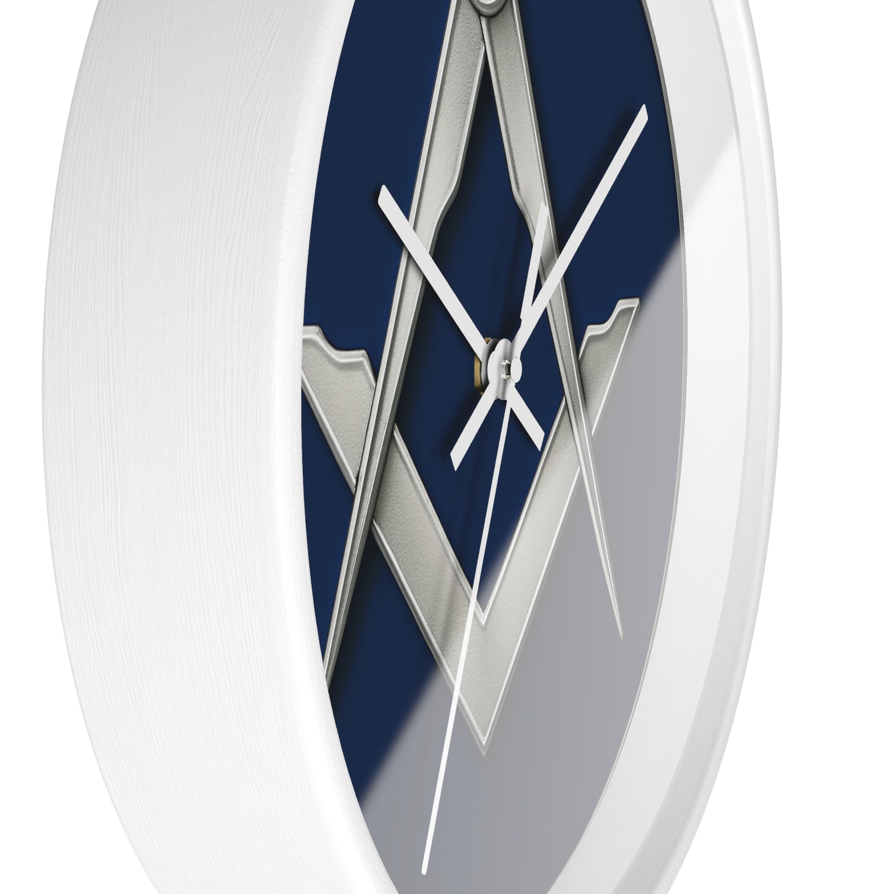 Master Mason Blue Lodge Clock - Minimalist Square & Compass in Wooden Frame - Bricks Masons
