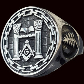 Masonic Ring Columns in Silver Freemasonry Art 73 - Bricks Masons