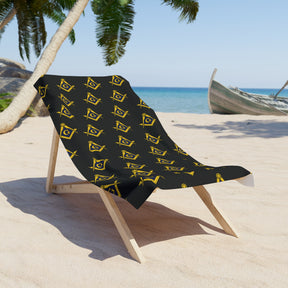 Master Mason Blue Lodge Towel - Square & Compass G Black Beach Towel - Bricks Masons