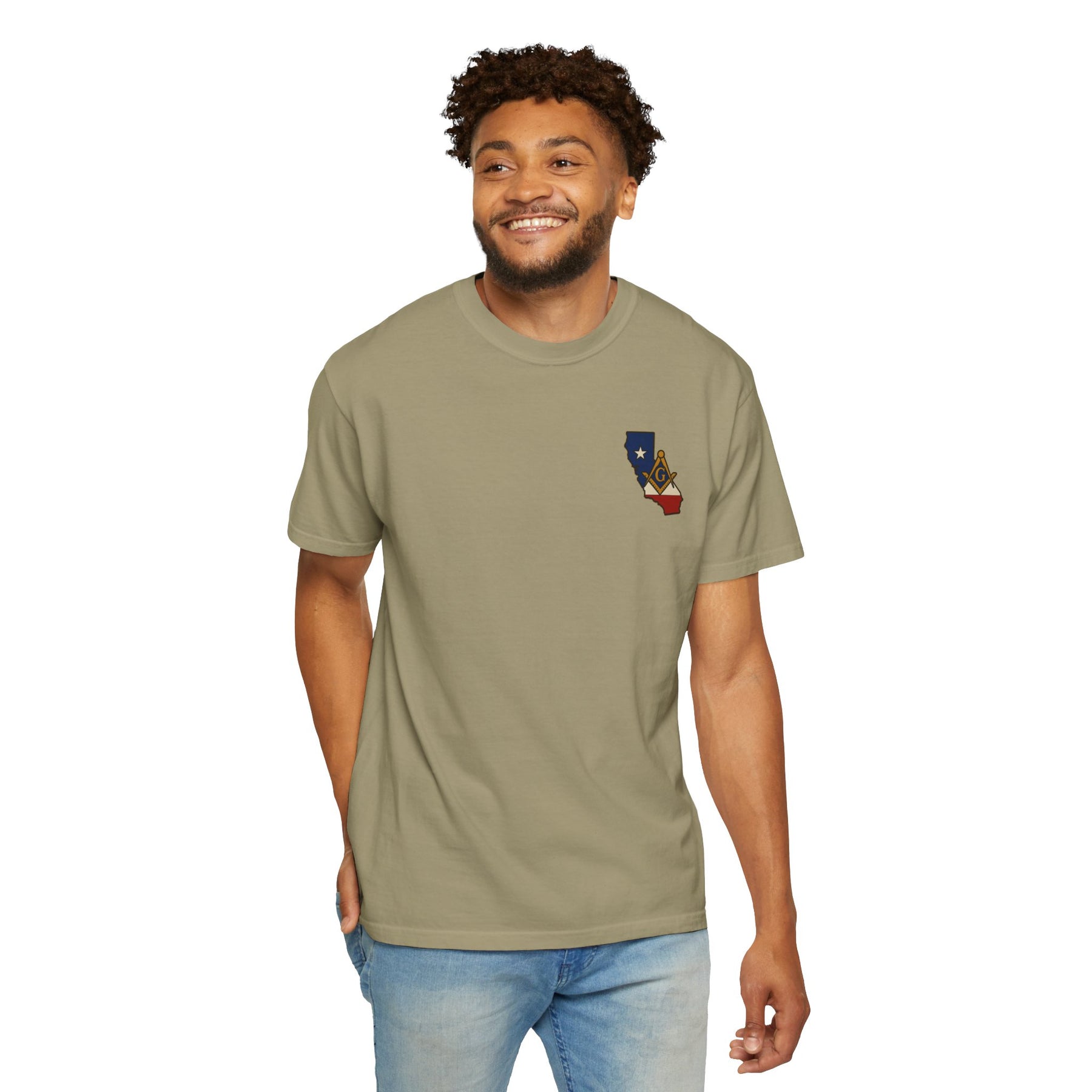 Master Mason Blue Lodge T-Shirt - Garment-Dyed California Mason - Bricks Masons
