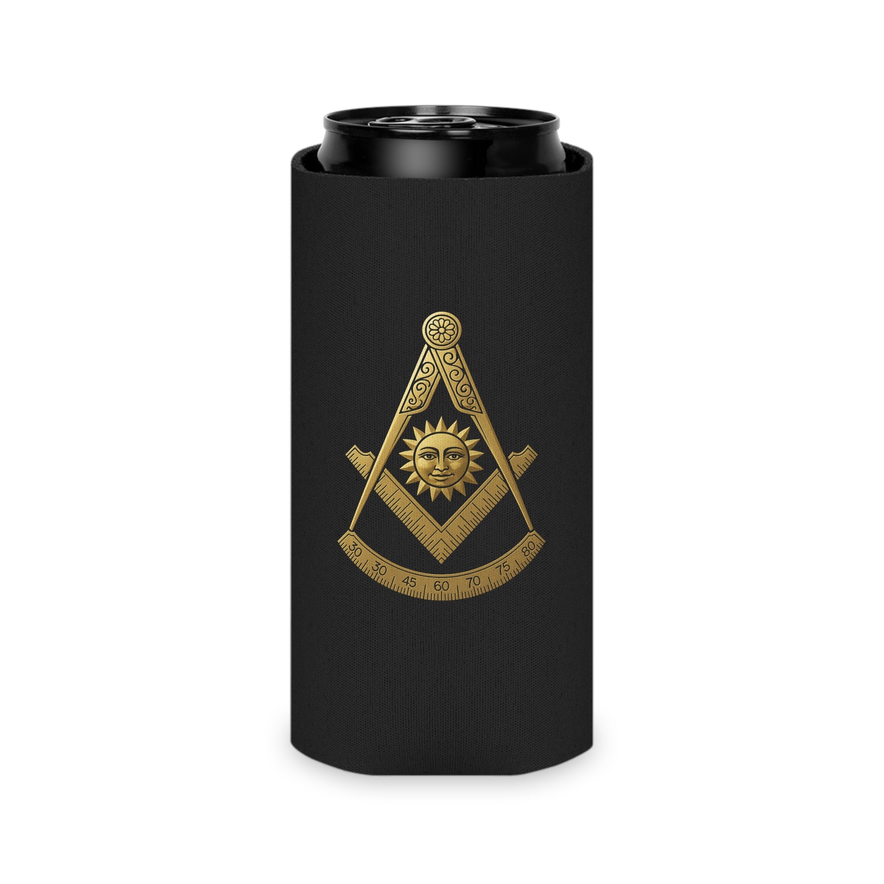 Past Master Blue Lodge Can Cooler - Gold Square & Compass - Bricks Masons