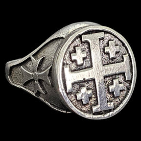 Templar Ring Jerusalem Cross Silver 1.8 Cm 14 Gr Art 771 - Bricks Masons