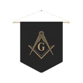 Master Mason Blue Lodge Pennant - Golden Square & Compass with G - Bricks Masons