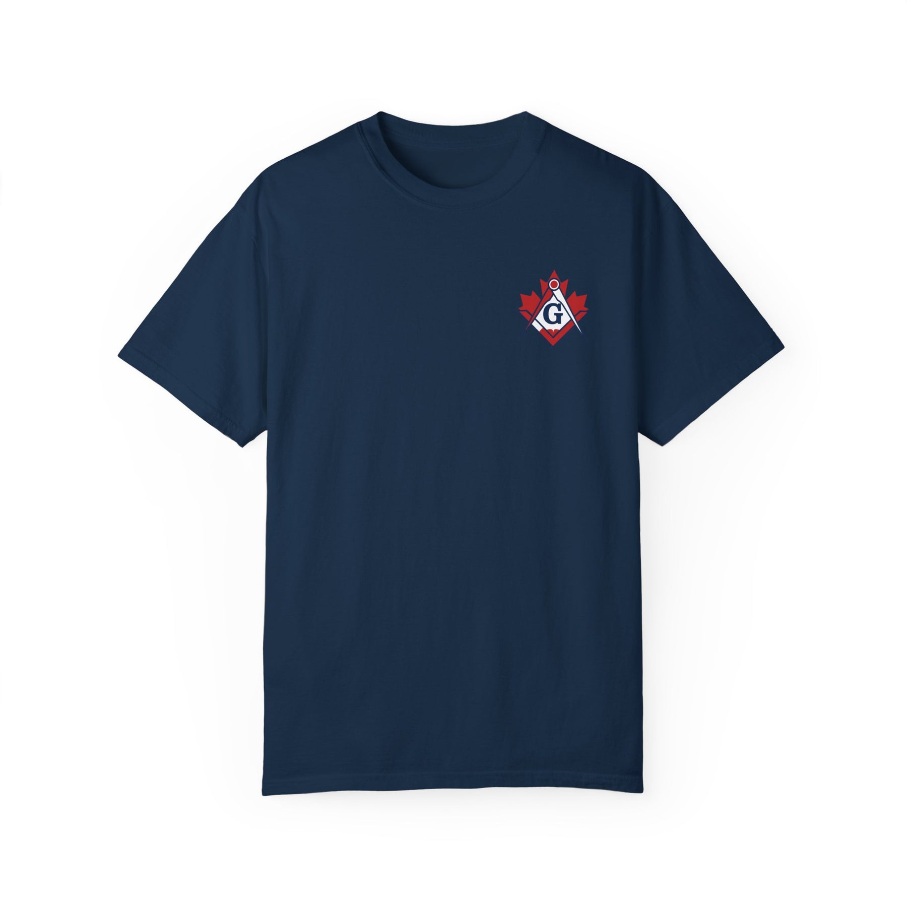 Master Mason Blue Lodge Canada Jurisdiction T-Shirt - Garment-Dyed Tee - Bricks Masons