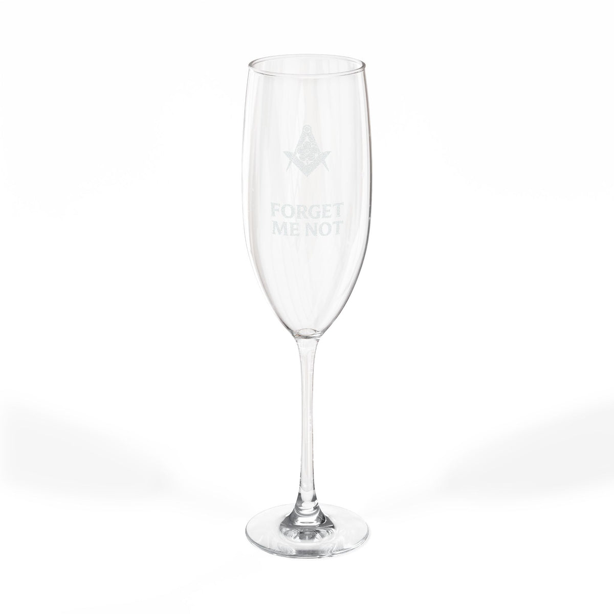 Master Mason Blue Lodge Champagne Flute - Square & Compasses Forget Me Not - Bricks Masons