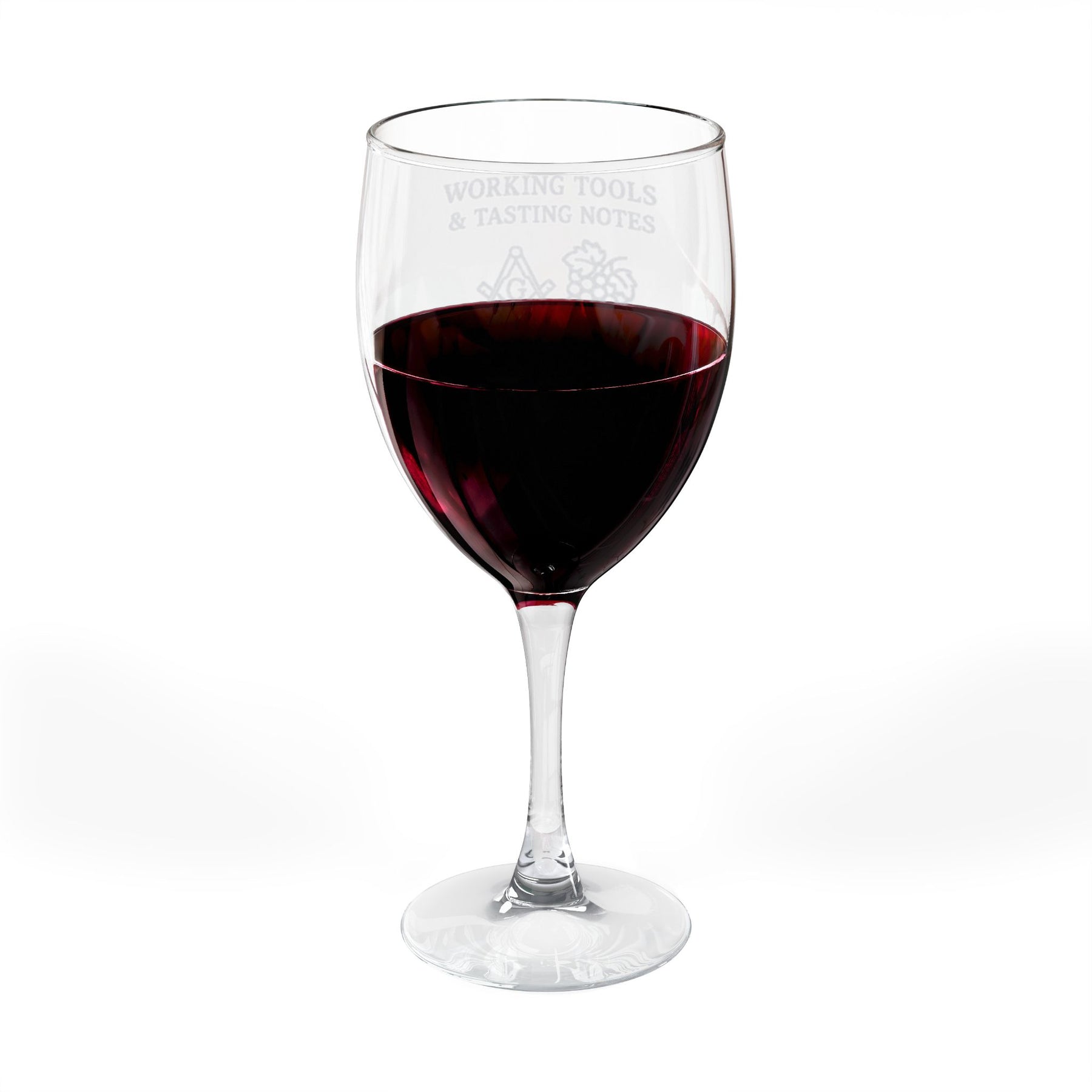 Master Mason Blue Lodge Wine Glass - Working Tools & Tasting Notes Square & Compass G - Bricks Masons