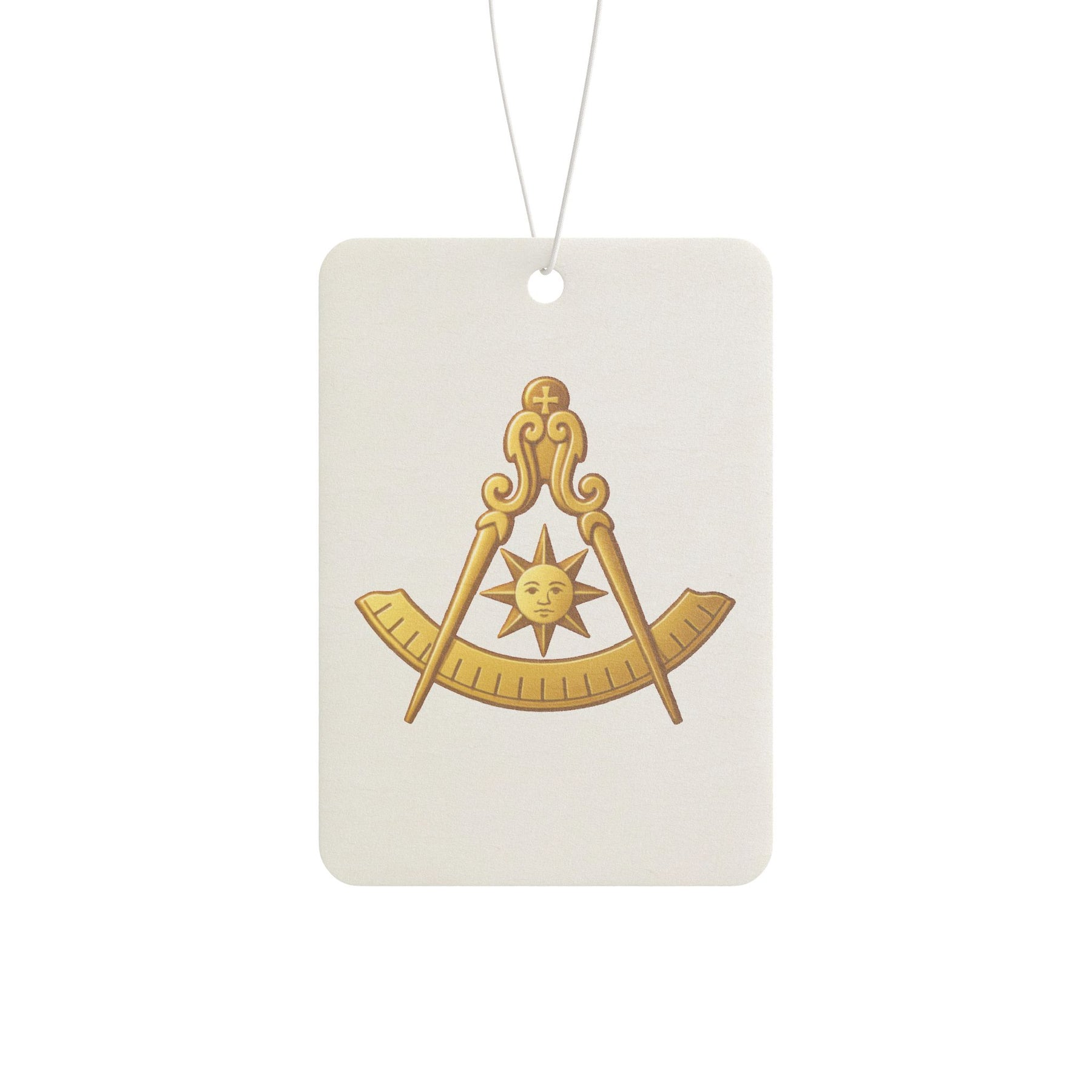 Past Master Blue Lodge Car Air Freshener - Compass & Quadrant with Sun Emblem - Bricks Masons