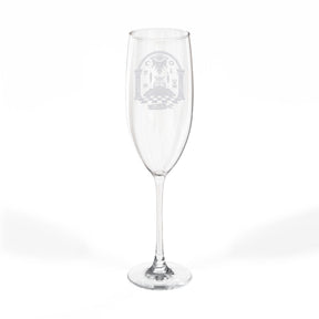 Master Mason Blue Lodge Champagne Flute - Checkered Floor Pillars All-Seeing Eye & Tools - Bricks Masons