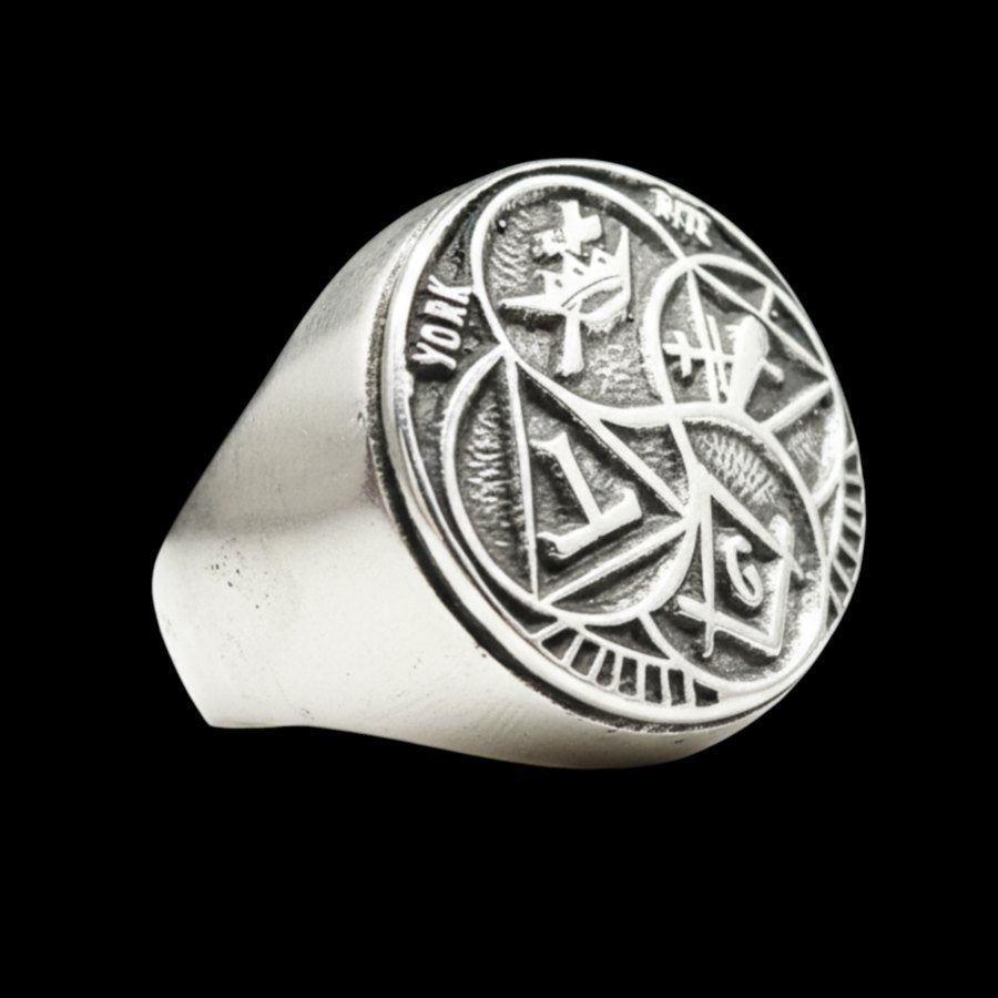 Mason Ring York Rite Silver Freemasonry 13 Gr 1.8 Cm Art 887 - Bricks Masons