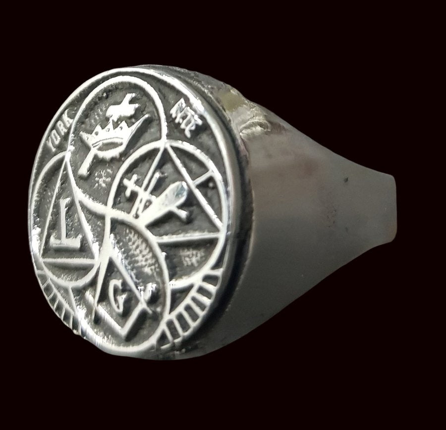 Mason Ring York Rite Silver Freemasonry 13 Gr 1.8 Cm Art 887 - Bricks Masons