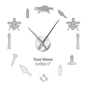 Master Mason Blue Lodge Clock - Frameless Design - Bricks Masons