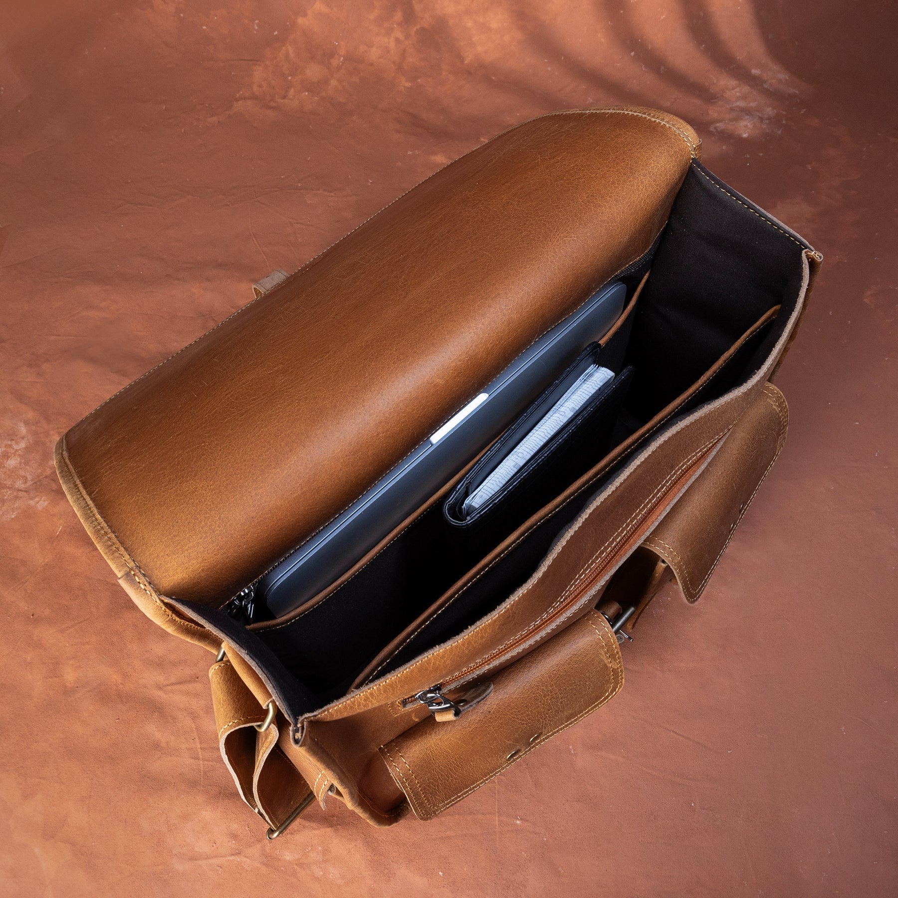 Council Briefcase - Genuine Leather Crazy Horse Finish - Bricks Masons