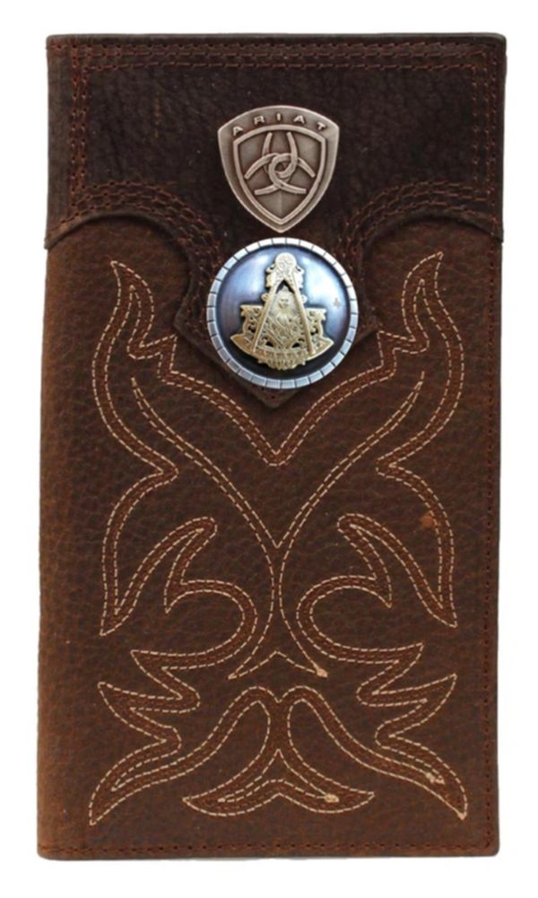 Past Master Blue Lodge Wallet - Square & Compass Tan and Brown - Bricks Masons