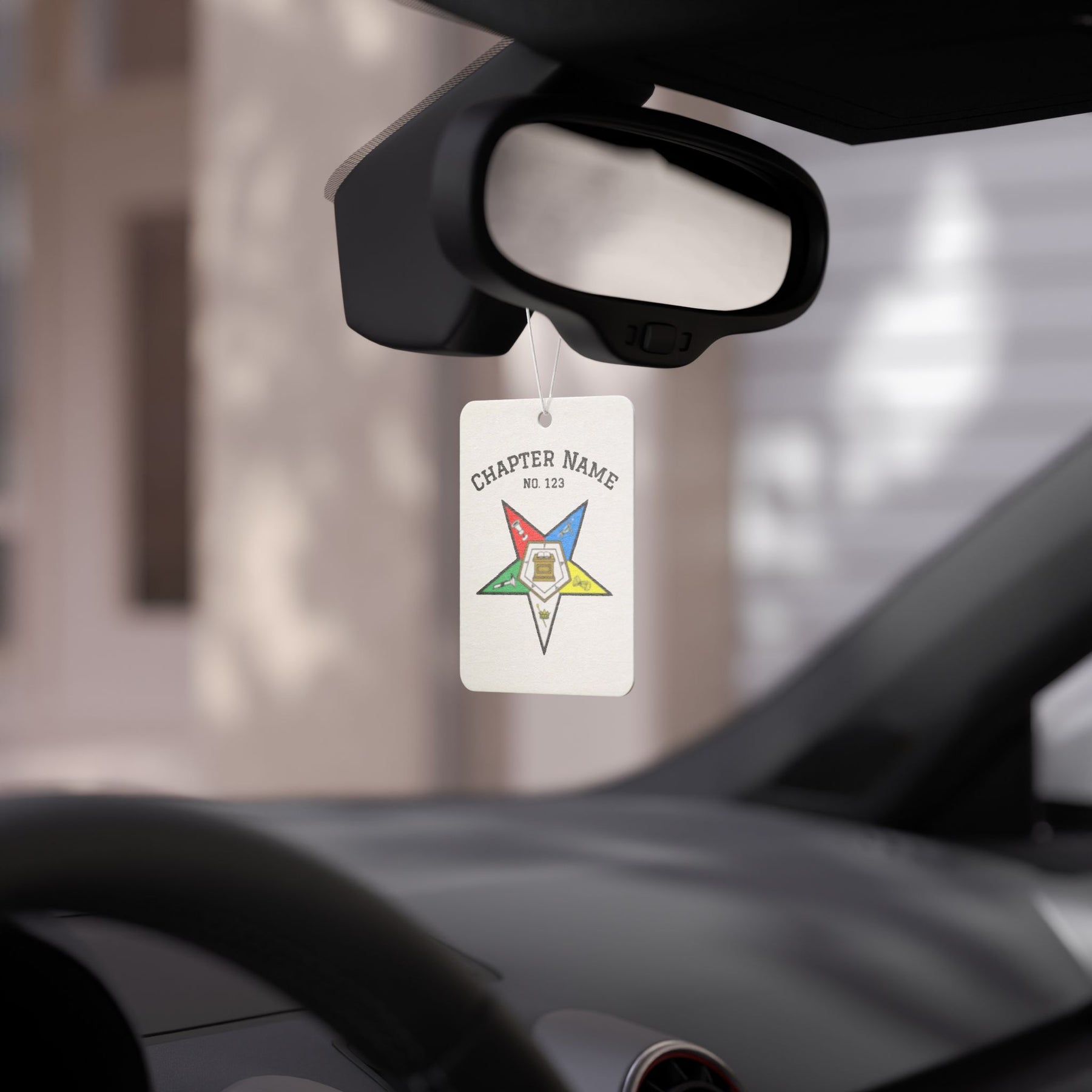 OES Car Air Freshener - Colorful Star Design With Personalization - Bricks Masons