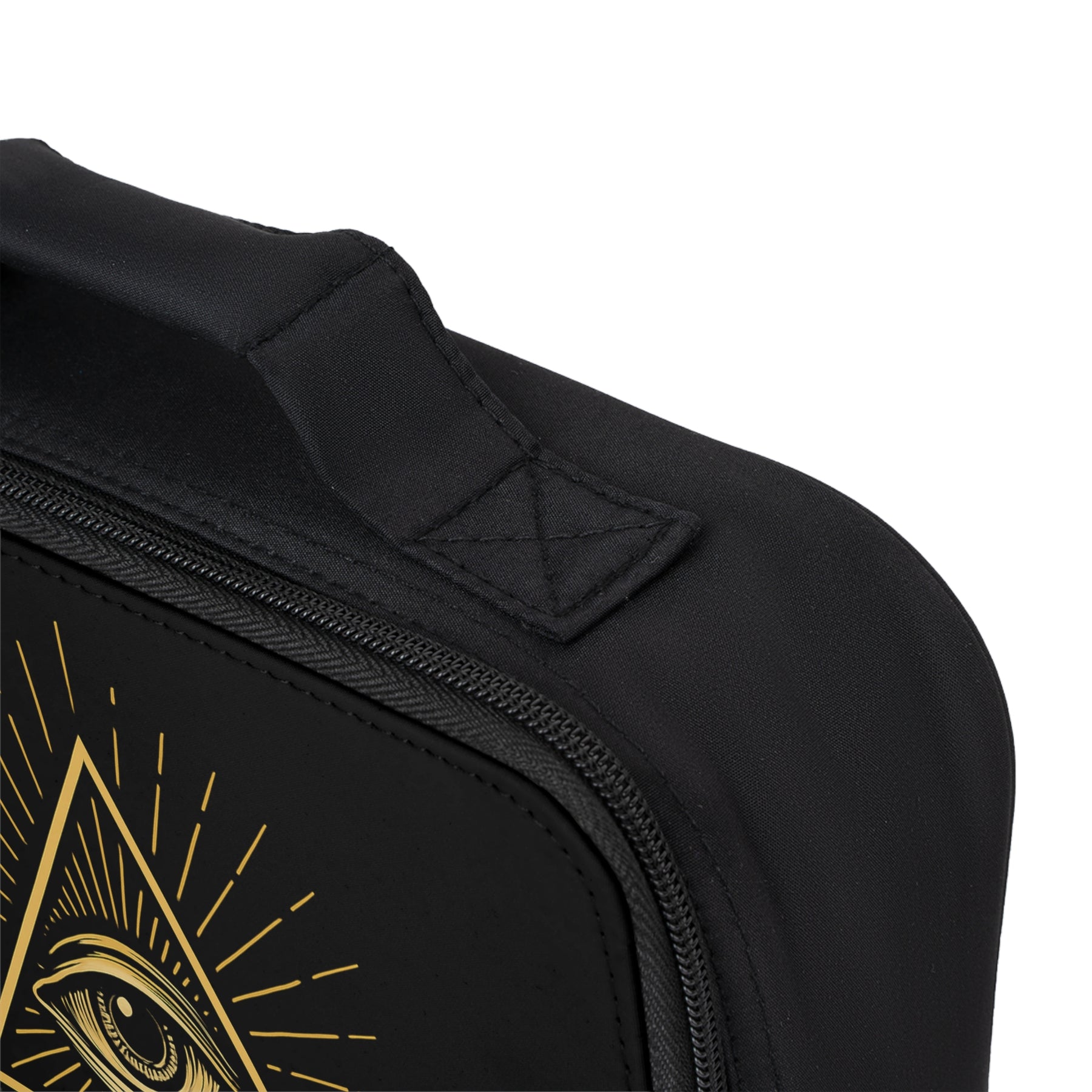 Eye of Providence Lunch Bag - Black & Gold Fully Insulated Zipper Closure - Bricks Masons