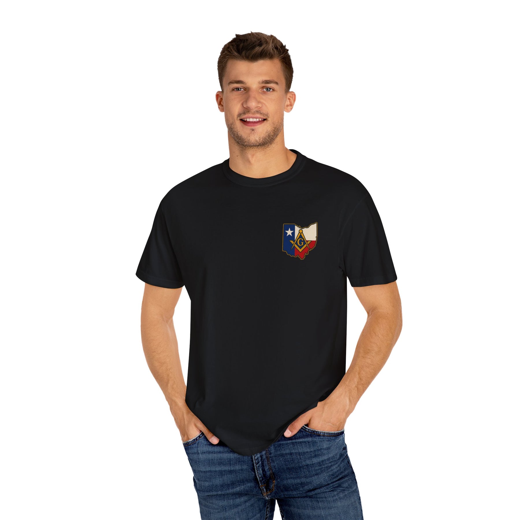 Master Mason Blue Lodge T-Shirt - Garment-Dyed Ohio Mason - Bricks Masons