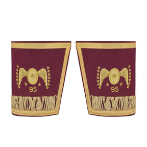 95th Degree Memphis Misraim Cuff - Burgundy Velvet Golden Braid Hand Embroidered - Bricks Masons