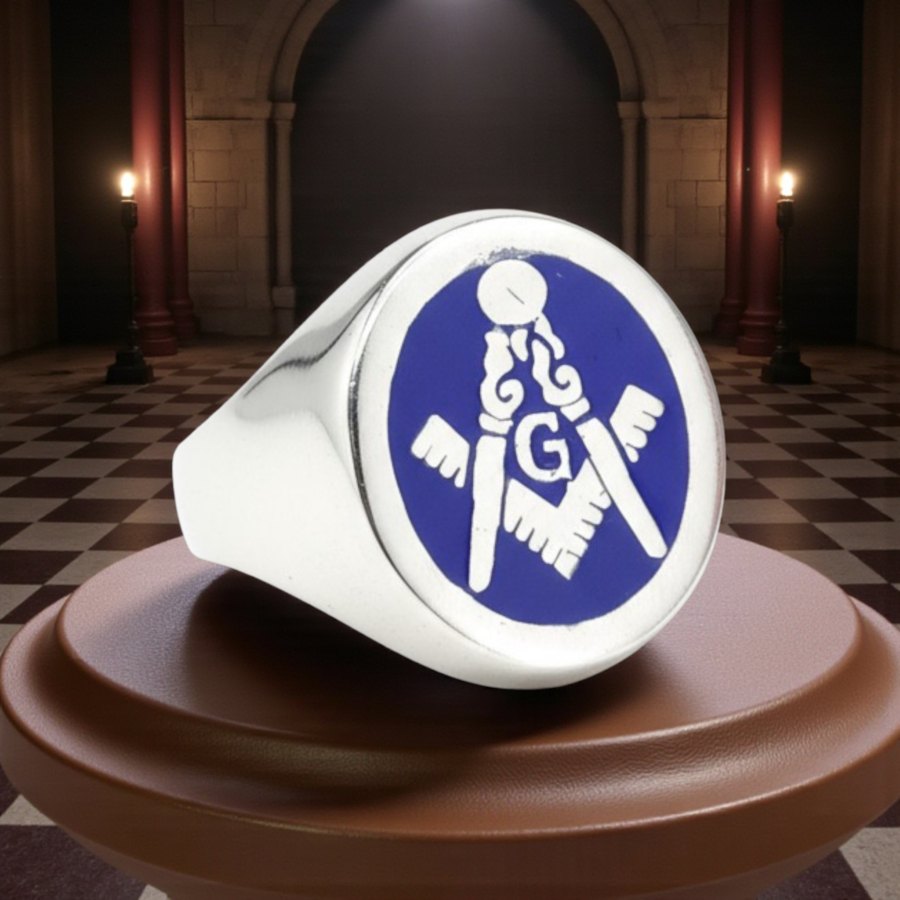 Masonic Master Degree Ring in Silver 1.6 x 1.2 cm 8 g Art 968 - Bricks Masons