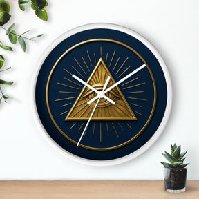 Eye of Providence Clock - Pyramid with All Seeing Eye Design on Wooden Frame - Bricks Masons