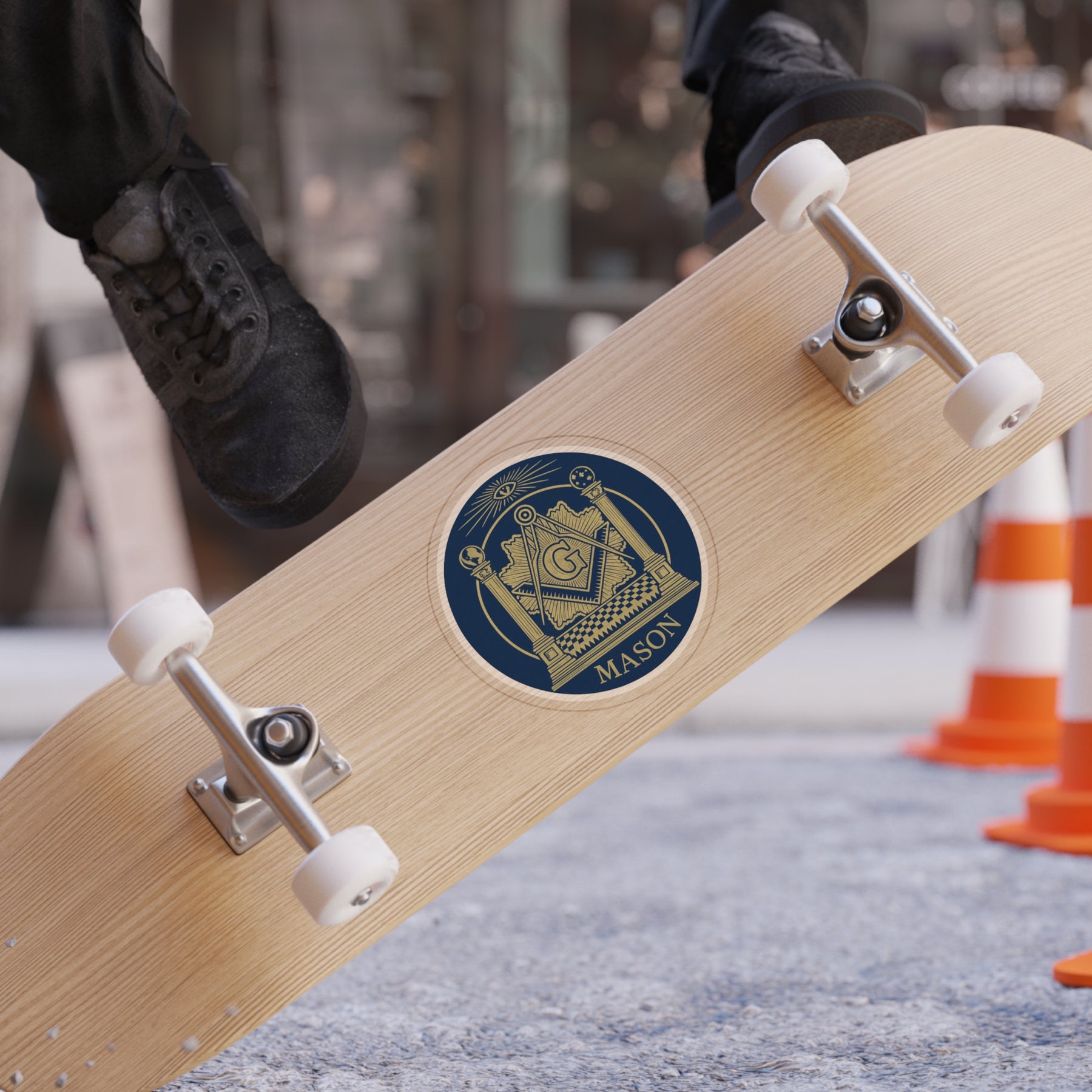 Master Mason Blue Lodge Sticker Decal - Gold & Blue Water Resistant Vinyl - Bricks Masons