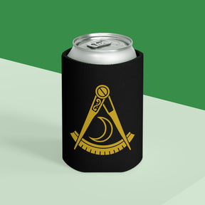 District Deputy Grand Master Blue Lodge Can Cooler - Black & Gold Square & Compass - Bricks Masons