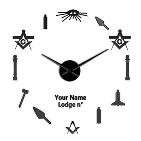 Master Mason Blue Lodge Clock - Frameless Design - Bricks Masons