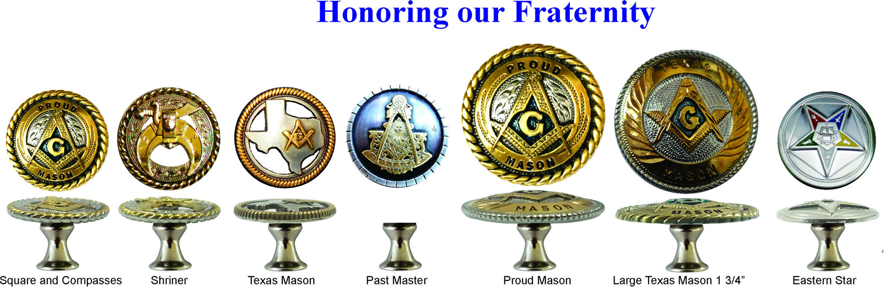Master Mason Blue Lodge Door Knob - Gold Square & Compass Set of 6 - Bricks Masons