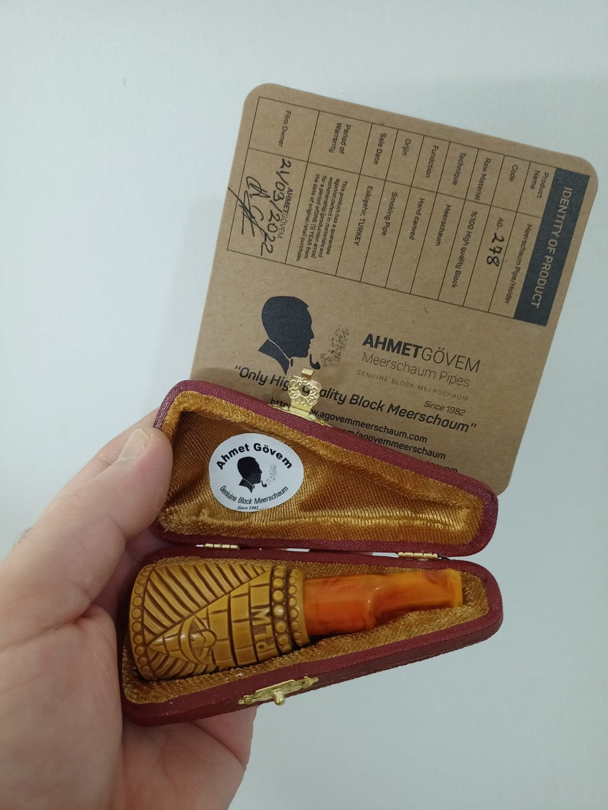 Master Mason Blue Lodge Cigar Holder - Dark Wood Square & Compass G - Bricks Masons